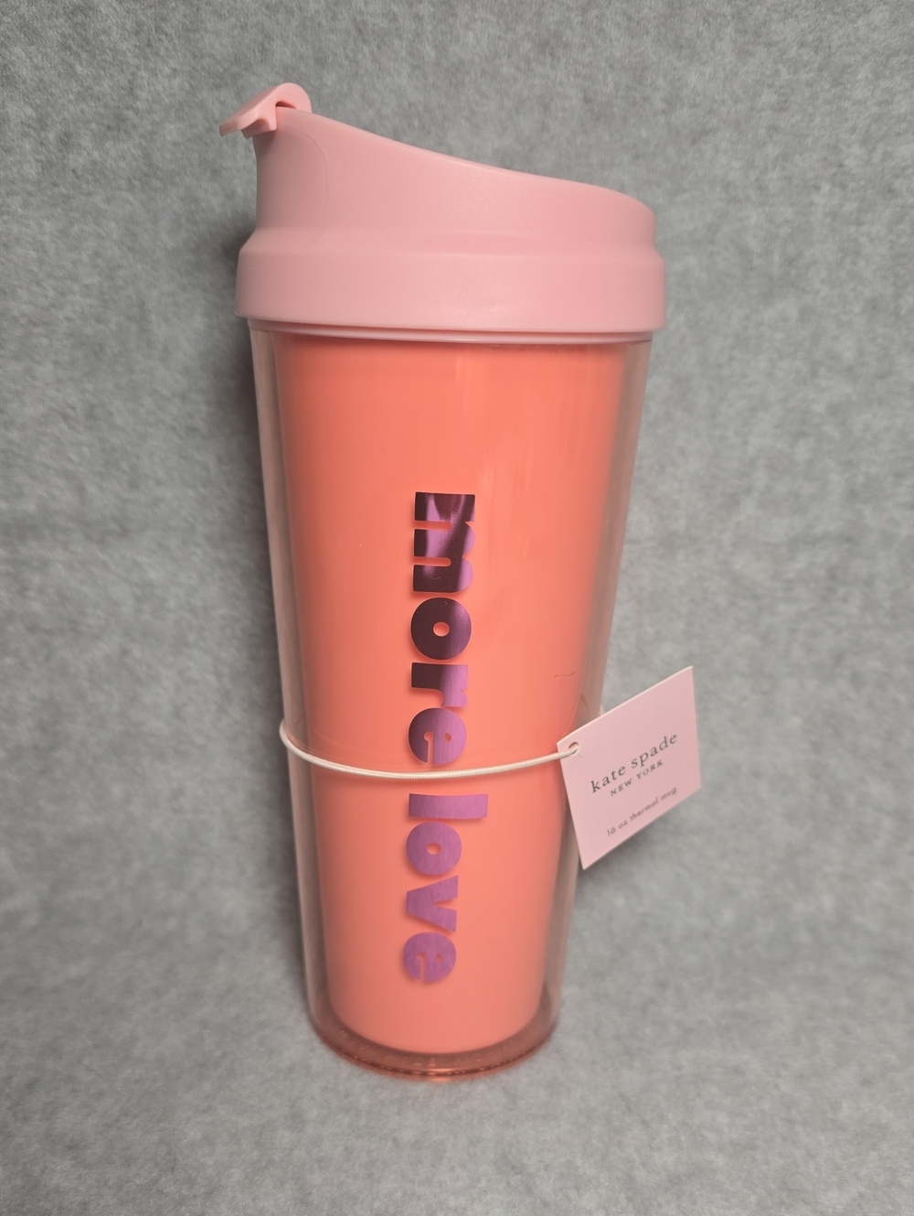 kate spade Pink and Coral 'more love' Travel Tumbler